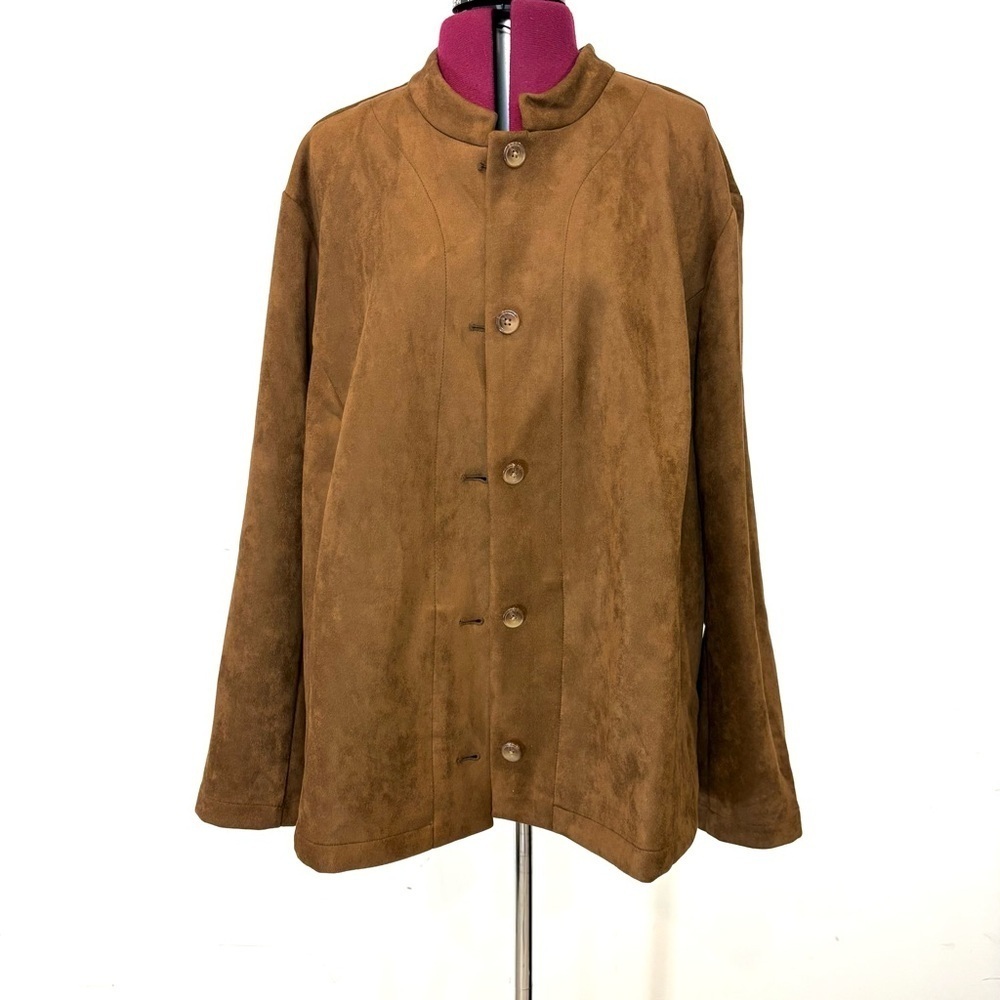 J. Jill NEW Chestnut Brown Vegan Suede Button-Down Classic Barn jacket sz 4X